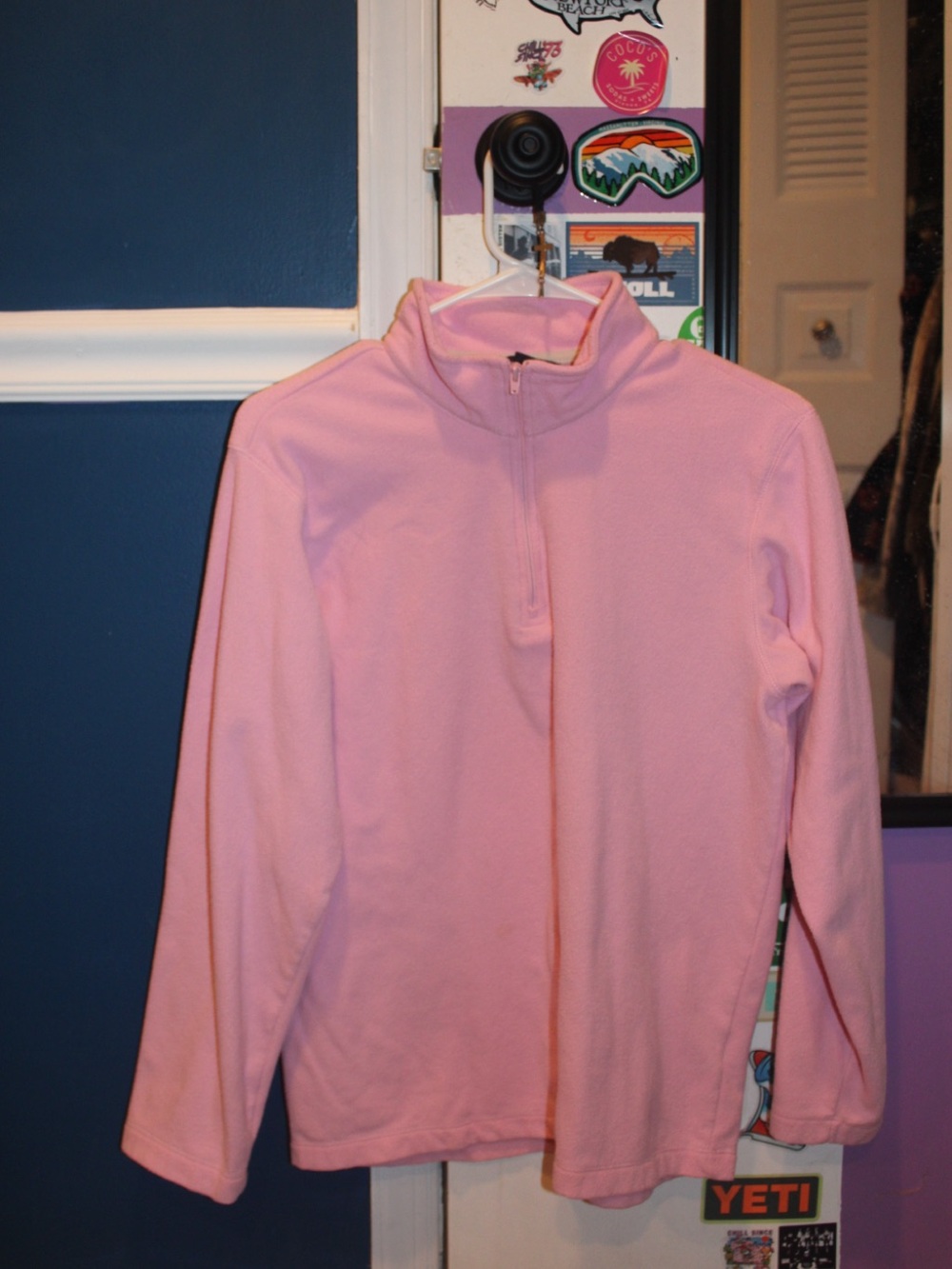 Lands End Youth XL 18-20 Pink Fleece 1/4 Zip Mock Neck Pullover Jacket